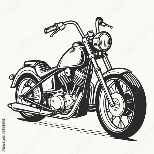 Black and white custom motorcycle chopper cruiser