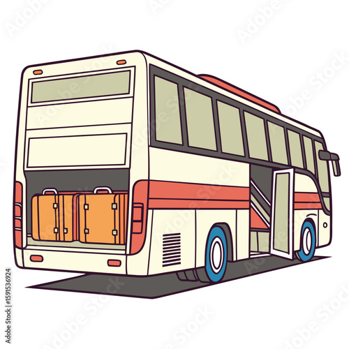 Cream and orange bus with luggage compartment coach