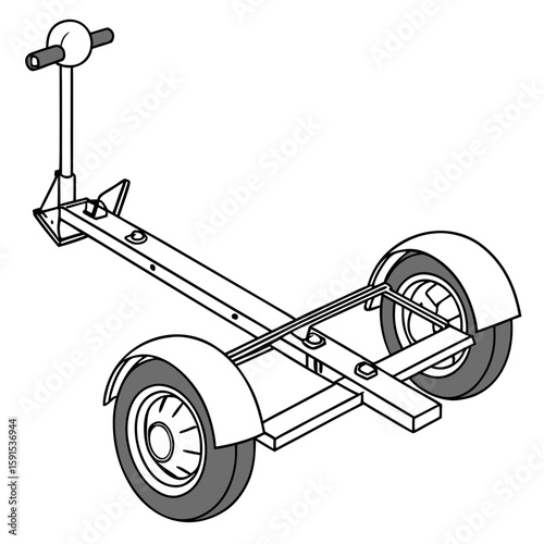 Black and white towing dolly trailer vehicle