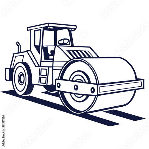 Dark blue construction roller vehicle road roller compactor