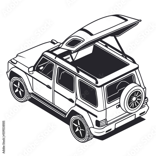 Convertible S U V with Open Rear Hatch vehicle open hatch