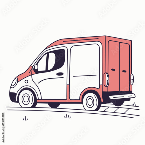 Coral delivery van illustration transport vehicle