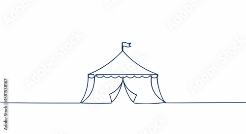 Blue simple line drawing of the big top tent.