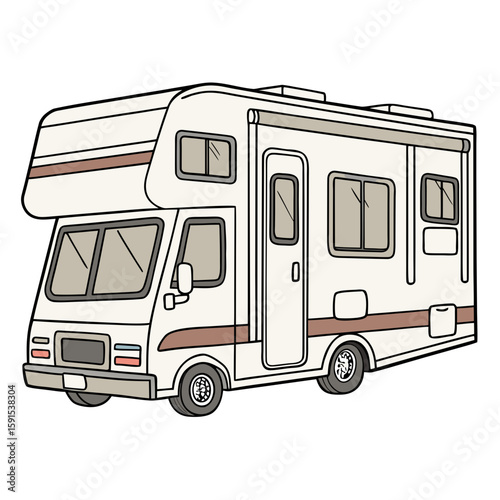 Cream colored motorhome with brown accents camper travel