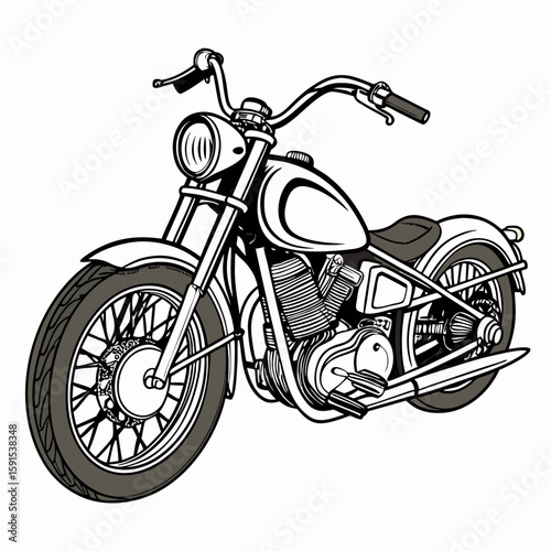 Custom motorcycle with chrome accents and black tires