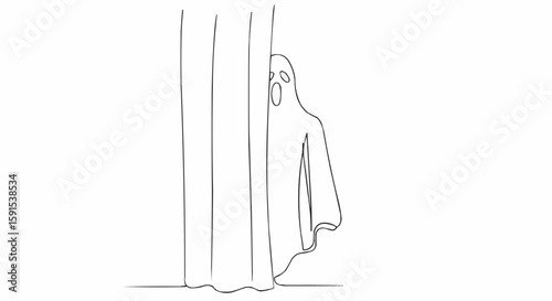 Ghost peeking from behind a curtain.