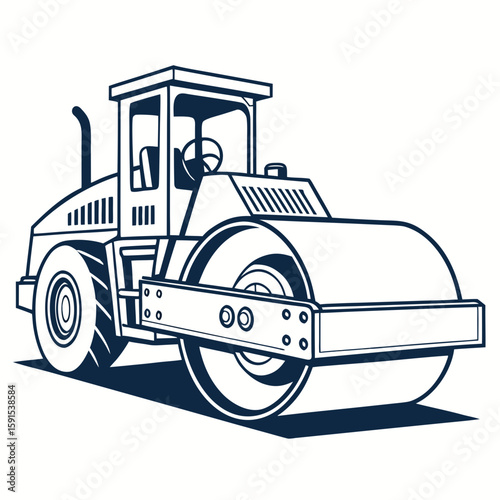 Dark blue road roller vehicle compactor construction vehicle