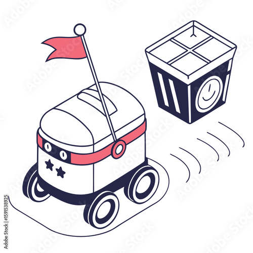 Delivery robot with flag and package autonomous service robot