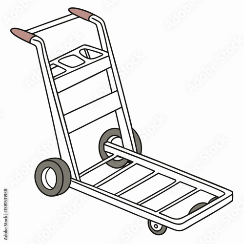 Luggage cart with grey wheels and pink handles trolley baggage handler