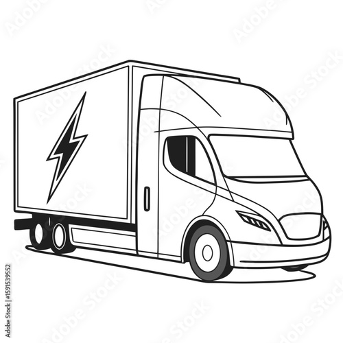 Electric freight truck with lightning bolt symbol electric truck