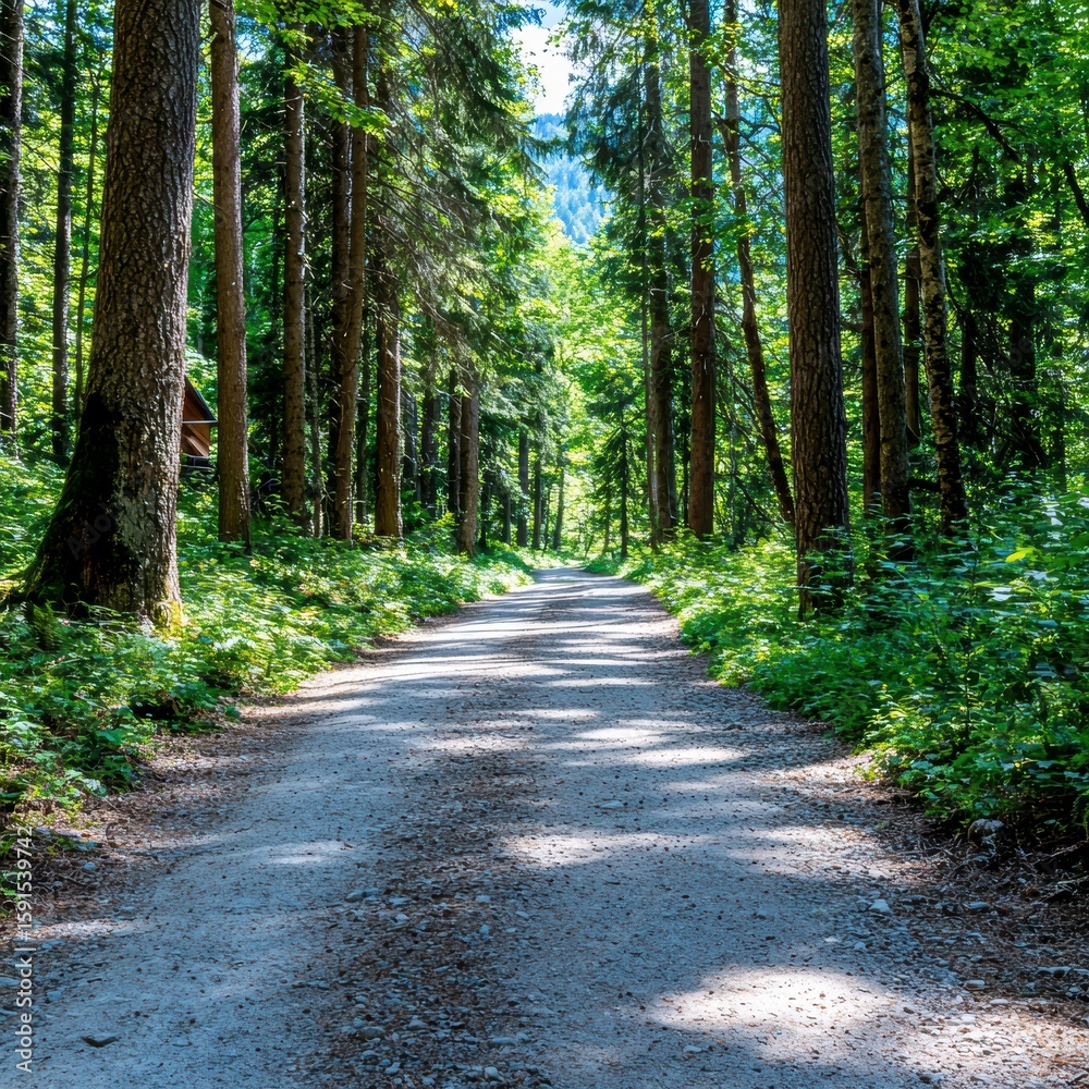 Fototapeta premium Scenic Forest Walk in Tranquil Wilderness Landscape
