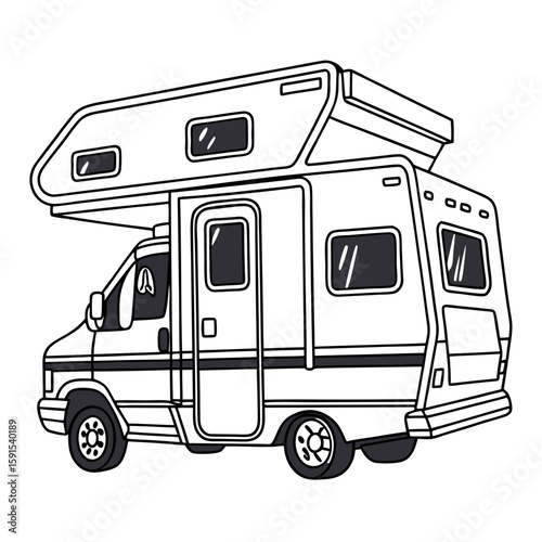 Motorhome with extended cab and windows campervan vehicle