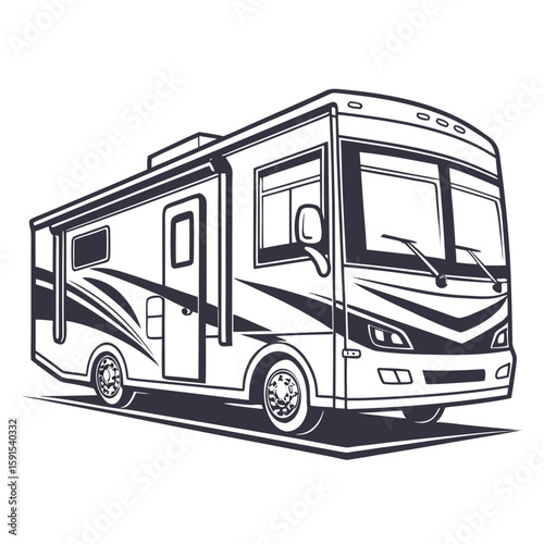 Motorhome with large windows and sleek design camper vehicle