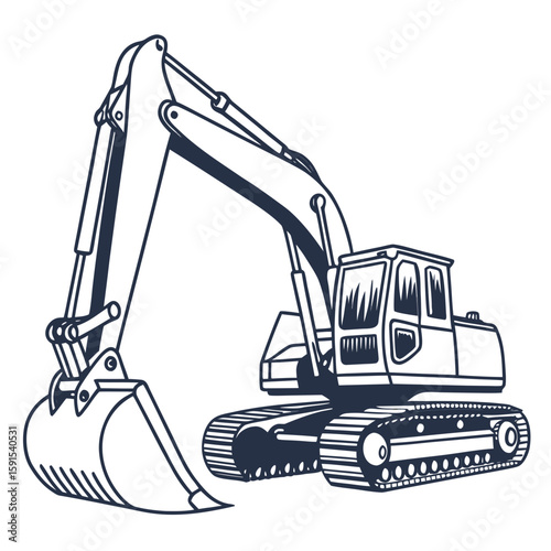 Heavy excavator digging construction machine vehicle