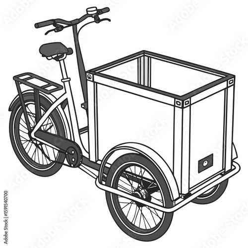black and white cargo bike clip art preview