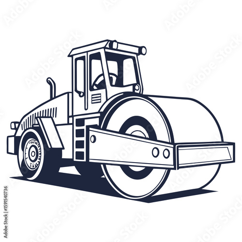 Heavy roller vehicle for road construction compactor