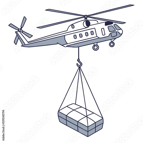 Helicopter carrying cargo transport aviation