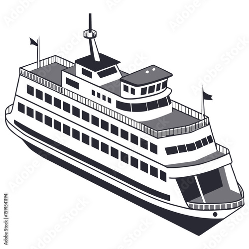 Large passenger ferry with multiple decks boat ship