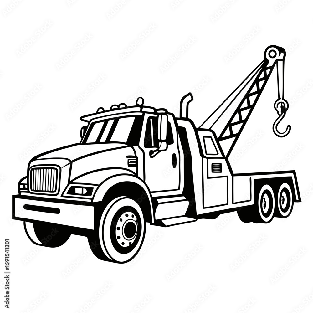 Fototapeta premium Heavy duty tow truck with hook towing recovery