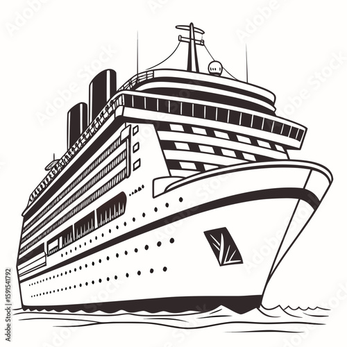 Massive cruise liner sailing on wavy ocean cruise ship