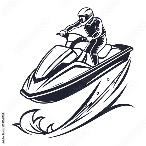 Jet ski rider in action on water watercraft helmet