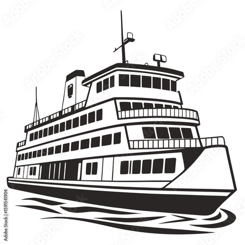 Large passenger ferry with multiple decks boat ship
