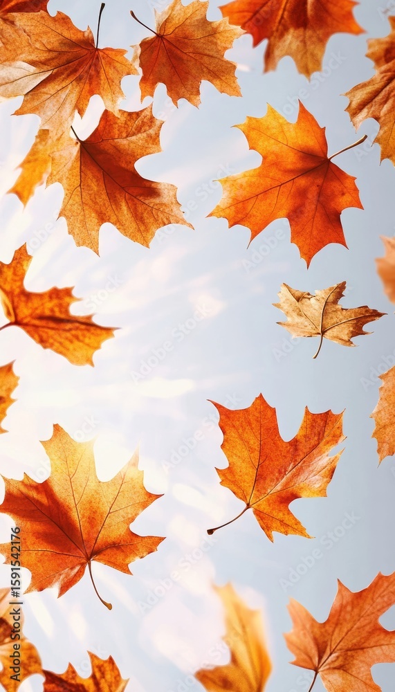 Obraz premium Autumn Leaves Falling Gracefully, Capturing the Essence of Nature s Beauty and Seasonal Change