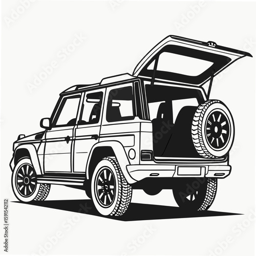 Luxury convertible S U V with open trunk vehicle
