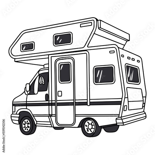 Motorhome with extended roof campervan vehicle