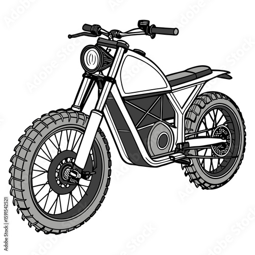 Rugged electric motorcycle with thick tires and vintage style vintage motorcycle