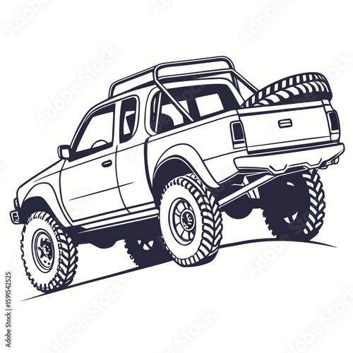 Off road pickup truck with spare tire vehicle transport