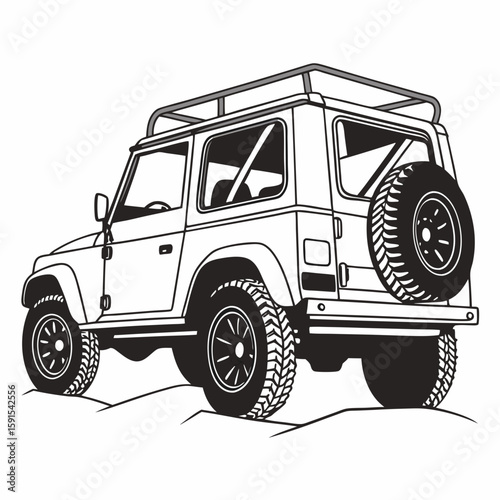 Offroad vehicle with spare tire and roof rack four wheel drive