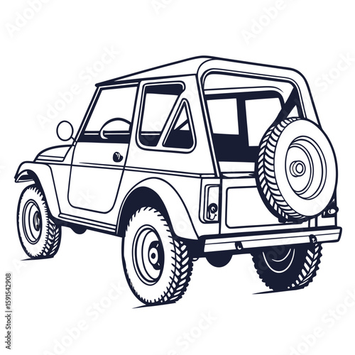 Rugged off road vehicle with spare tire four wheel drive automobile
