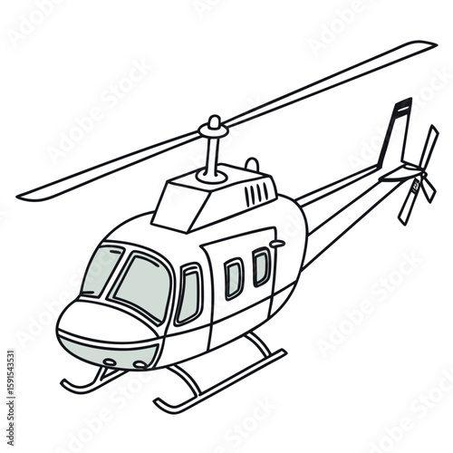 Simple helicopter outline with light gray windows aviation transport