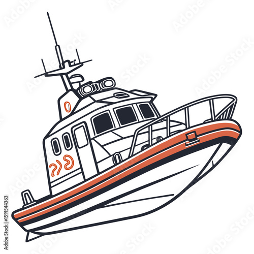 Rescue boat with orange accents watercraft marine