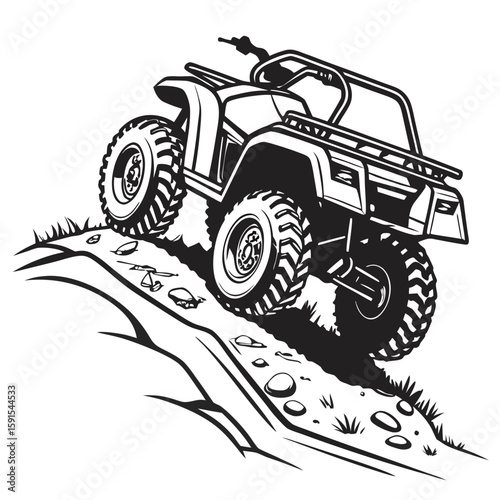 Rugged All Terrain Vehicle Climbing Hill off road driving