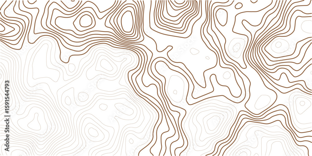 Fototapeta premium Contour topographic map. Geographic grid map background. Golden lines on white background. Vector illustration.