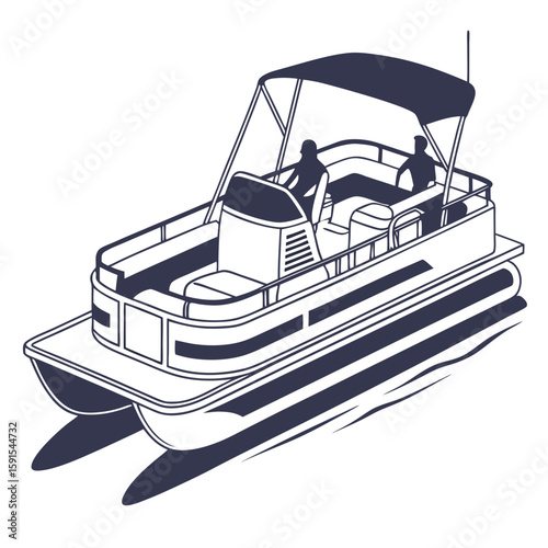 Pontoon boat with passengers watercraft leisure boat