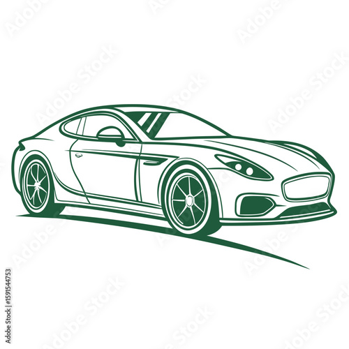 Sleek green sports car outline luxury car hybrid car