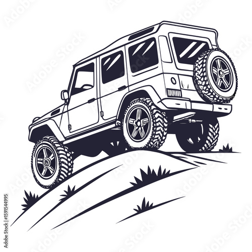 Rugged off road vehicle climbing hill adventure exploration