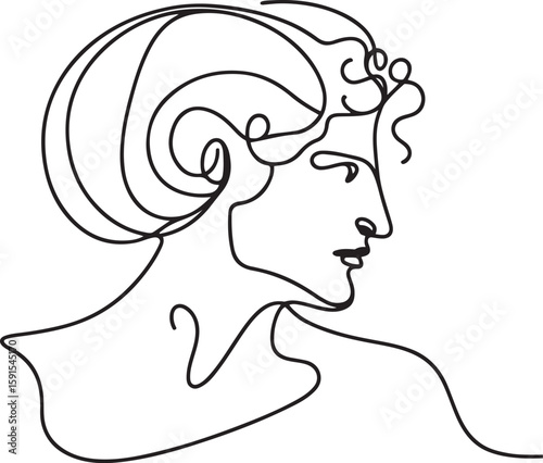 Abstract line drawing of classical bust
