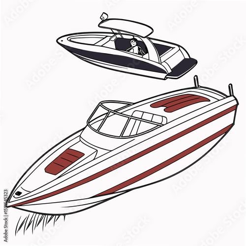 Sleek speed boats with sharp lines and red accents motorboat yacht