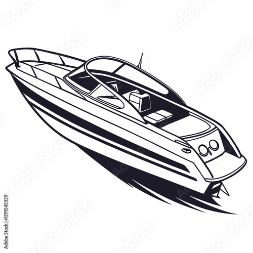 Sleek speed boat with sharp edges watercraft marine
