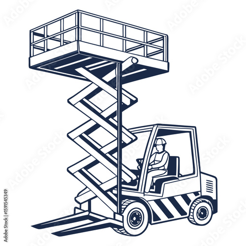 Scissor lift truck with operator aerial work platform