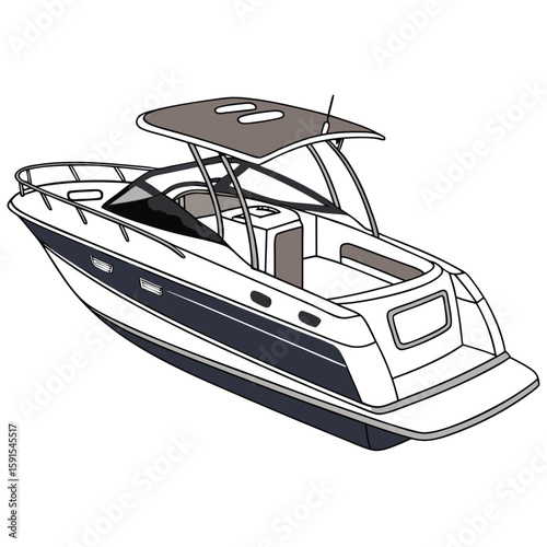 Sleek white and grey motorboat with dark blue accents yacht watercraft