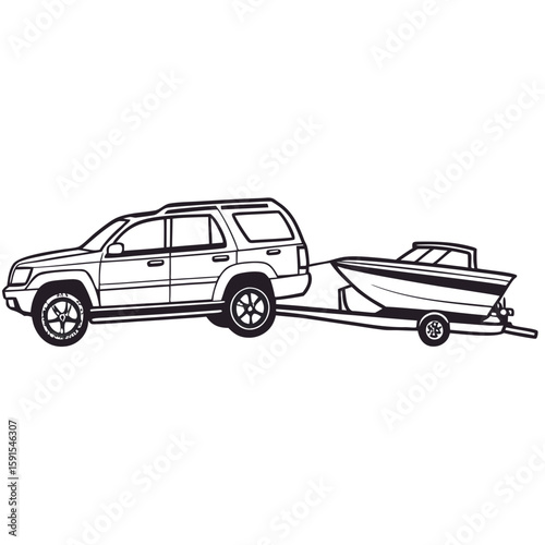 S U V towing a boat on a trailer vehicle