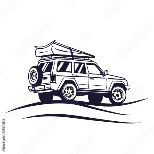 Rugged S U V with Rooftop Tent convertible offroad