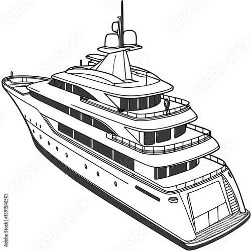 Sleek multi-deck luxury yacht superyacht vessel