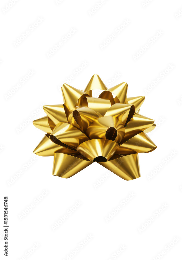 Pristine, luxurious golden gift bow from shiny metallic-threaded ribbon, perfectly tied with symmetrical loops and flowing tails, reflective, isolated on seamless transparent background, high-end Pristine, luxurious golden gift bow from shiny metallic-threaded ribbon, perfectly tied with symmetrical loops and flowing tails, reflective, isolated on seamless transparent background, high-end