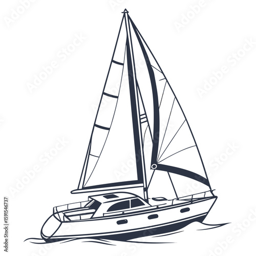 Sleek sailboat gliding on blue waves yacht sailing